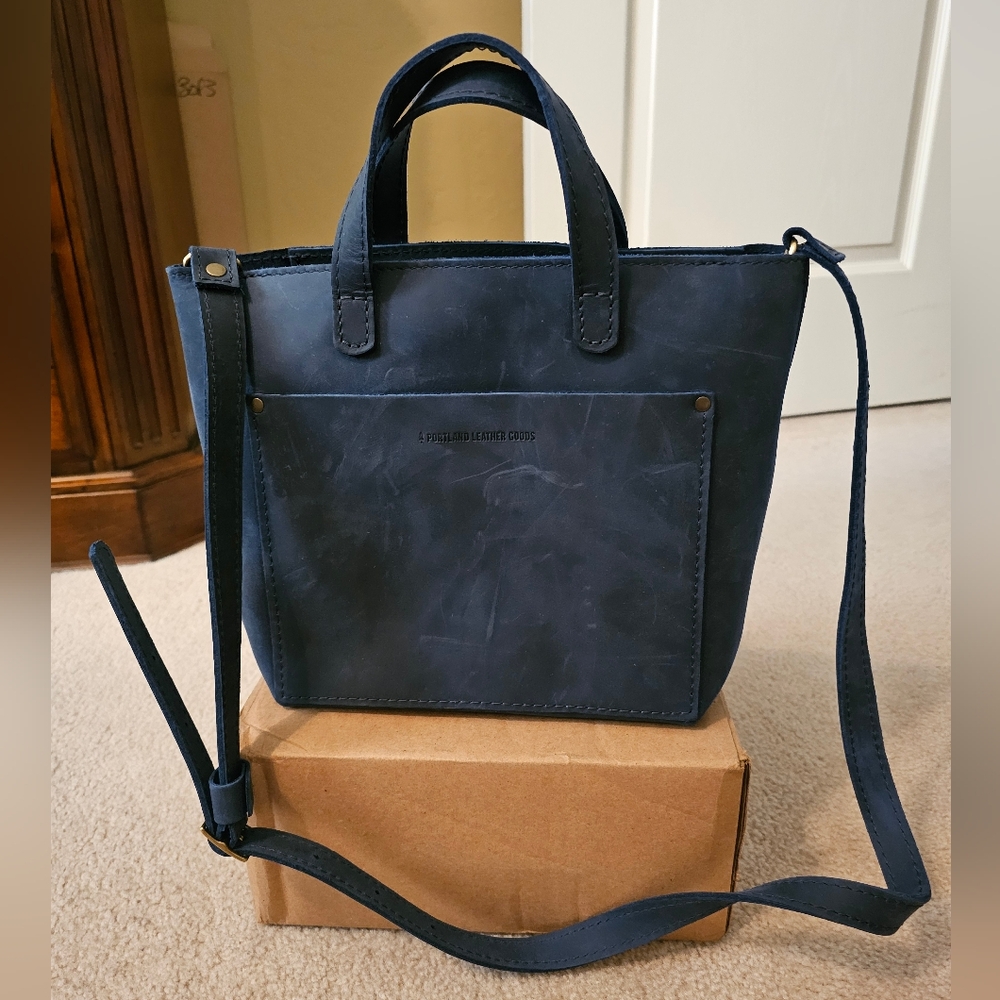 Portland Leather Goods Mini Crossbody Tote In Deepwater